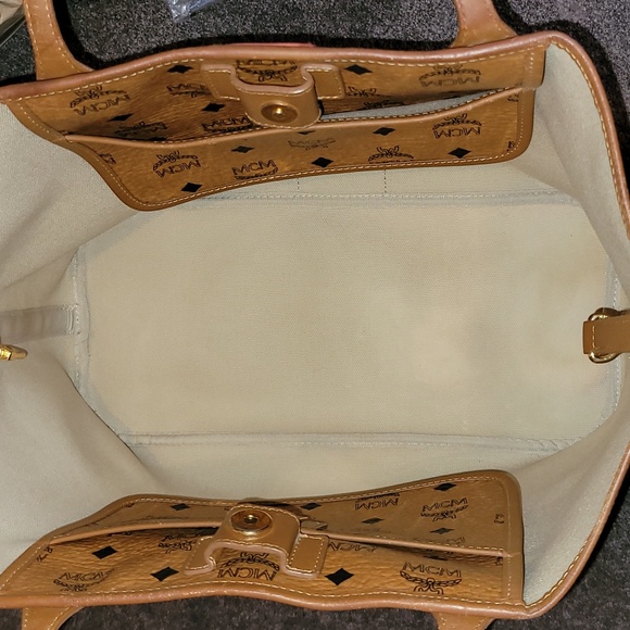 Authentic‼️Please Send To  Poshmark NEW RARE MCM STRIPE Logo Tote